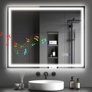 HOMCOM Oglindă Baie Bluetooth LED Antiabur Tactil | Aosom Romania imagine