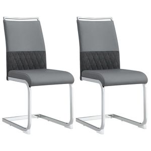 Set de 2 scaune moderne pentru sufragerie, cu spătar înalt, din PU și material textil, pentru bucătărie și birou, Gri imagine