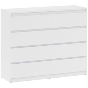 HOMCOM Comodă 8 Sertare cu Mânere Canelate 120x39x100 cm Alb | Aosom Romania imagine