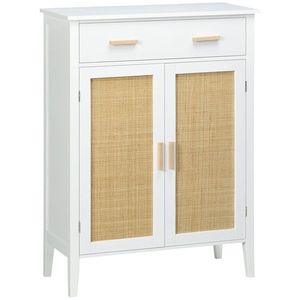 HOMCOM Mobilier pentru încălțăminte de depozitare cu 2 uși efect canelură sertar 80 x 35 x 110 cm alb | Aosom Romania imagine