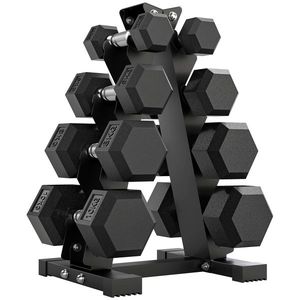 SPORTNOW Set Gantere Hexagonale cu Suport pentru Economisirea Spațiului, de la 2 kg la 10 kg, Negru | Aosom Romania imagine