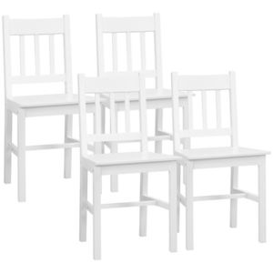HOMCOM Set de 4 Scaune de Dining, Scaune de Bucătărie, Scaune, Lemn Masiv, 41 cm x 46, 5 cm x 85, 5 cm, Alb | Aosom Romania imagine