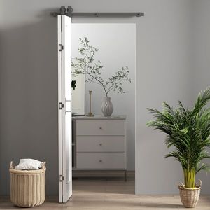 HOMCOM Ușă Pliabilă tip Carte cu Suprafață Vopsibilă 90x210 cm Alb | Aosom Romania imagine