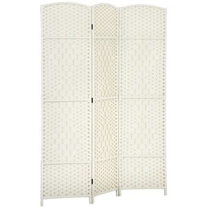 HOMCOM Paravent interior din lemn 3 panouri separator de cameră pliabil pentru living dormitor 135 x 180 cm alb | Aosom Romania imagine