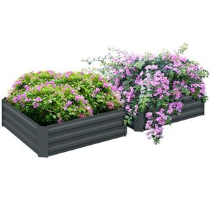 Outsunny Lot de 2 grădini pătrate de grădină dimensiune 100L x 100l x 30H cm oțel ondulat verde | Aosom Romania imagine