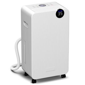 HOMCOM Dezumidificator de aer 12 L/zi, dezumidificator silențios, rezervor apă 2, 1 L, ecran LED, 28x18, 5x50, 5cm, alb | Aosom Romania imagine