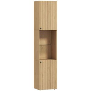 HOMCOM Dulap înalt pentru baie, corp coloană de depozitare 6 niveluri 2 uși și rafturi reglabile, 40x31x182cm, stejar | Aosom Romania imagine