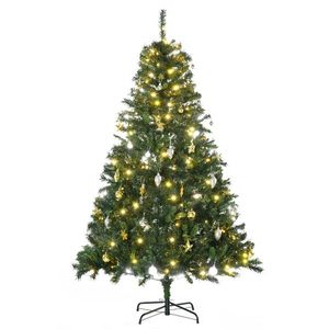 HOMCOM albero di natale a led albero di natale con luci led albero di natale già decorato albero di natale pvc Verde Φ112 × 180cm imagine