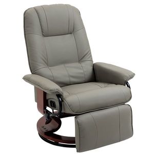 HOMCOM Fotoliu relax Fotoliu TV Fotoliu recliner Piele ecologică Scaun rotativ 360° Înclinat 145° Gri 78 x 87 x 100 cm | Aosom Romania imagine