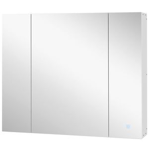 kleankin Dulap pentru baie cu oglindă Lumini LED Rafturi reglabile și USB Stil modern 90x15x75 cm Alb | Aosom Romania imagine