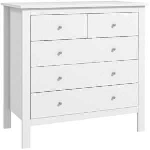HOMCOM Comodă cu 5 sertare, mobilier de depozitare, cu mânere, șine metalice, din lemn, 79l x 39, 5P x 80, 5H cm, alb | Aosom Romania imagine