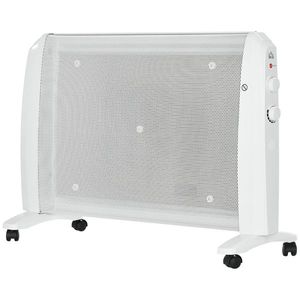 HOMCOM Încălzitor Electric 1000W/2000W Radiator din Mica cu 2 Niveluri de Putere pentru 15-20m² 79x27x54 cm Alb | Aosom Romania imagine