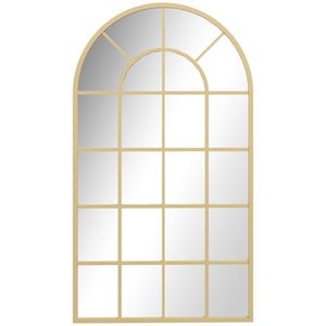 HOMCOM Oglindă de perete, design tip fereastră, oglindă de hol, ramă metalică, 110 x 65 cm, Gold | Aosom Romania imagine