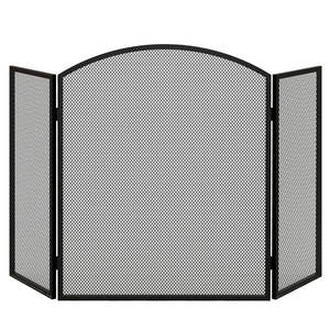 HOMCOM Paravan pliabil pentru șemineu, 3 panouri, ecran pentru șemineu cu structură din oțel 96x62 cm Negru | Aosom Romania imagine