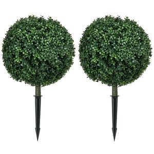 HOMCOM Buxus artificial set de 2, realist, rezistent la intemperii, ușor de întreținut, 70 cm | Aosom Romania imagine
