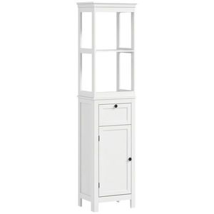 HOMCOM Mobilier coloană de baie armoire haute cu 2 rafturi, 1 sertar și 1 dulap - 40 x 30 x 165 cm, alb | Aosom Romania imagine