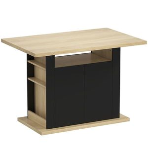 HOMCOM Masă de dining insulă centrală pentru bucătărie cu blat mare 4-6 persoane dulap cu 4 uși 110 x 70 x 75, 5 cm negru | Aosom Romania imagine