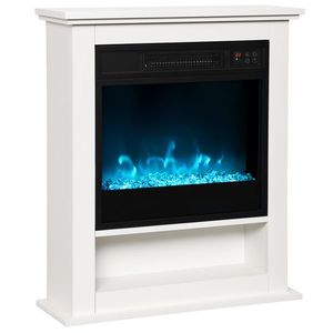HOMCOM Șemineu electric 1800W, șemineu decorativ fals, efect de flacără în 9 culori și 5 niveluri de luminozitate, 62, 5x20x72, 5cm, alb | Aosom Romania imagine