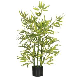 HOMCOM Plantă Artificială de Bambus Înaltă de 90 cm cu 504 Frunze din PEVA și PP Verde cu Ghiveci de Ciment Ø15x12.5 cm | Aosom Romania imagine