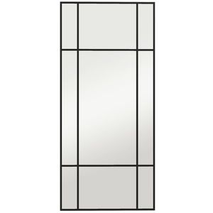HOMCOM Oglindă de Perete Stil Fereastră Montaj Vertical Orizontal 110x50cm Negru | Aosom Romania imagine