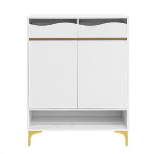 Dulap pentru pantofi cu iluminare LED, dulap de hol cu sertare și rafturi, 80x35x105 cm, Alb imagine