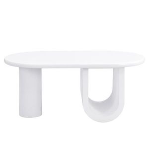 Masă de cafea ovală cu picioare în formă de U, 98, 5x53, 5x42 cm, Alb imagine