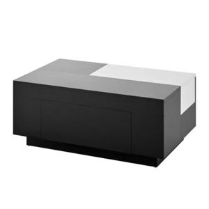 Masă de cafea cu iluminare LED, blat extensibil și spațiu de depozitare, 80x50x35, 5 cm, Alb+Negru imagine