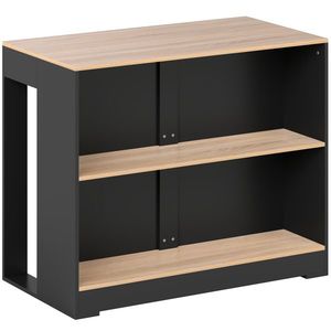 HOMCOM Bar Insulă de Bucătărie cu 3 Rafturi pentru Sufragerie, 113x60x90 cm, Negru și Lemn | Aosom Romania imagine