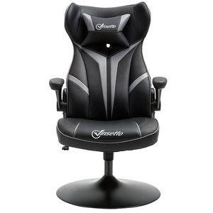 Vinsetto Scaun gamer scaun de joc gaming pivotant la 360° ergonomic înălțime reglabilă brațe rabatabile pernă tăiere incluse înveliș similicuir 67 x 70 x 106-112 cm gri deschis și negru | Aosom Romania imagine