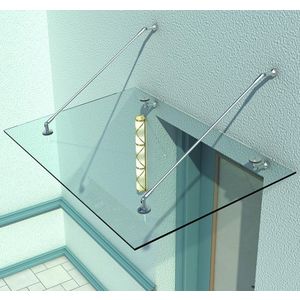 Outsunny - Tettoia porta d'ingresso baldacchino pensilina in vetro trasparente e acciaio inox imagine