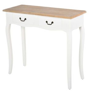 HOMCOM Masă Consolă Masă pentru Intrare Scaun de Săpun 2 sertare dim. 87L x 34l x 78H cm MDF Lemn Masiv Pin Deschis Alb | Aosom Romania imagine