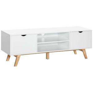 HOMCOM Comoda TV max 65" din PAL si MDF alb cu 2 dulapuri laterale 2 rafturi centrale deschise, 150x39x50 cm | Aosom Romania imagine