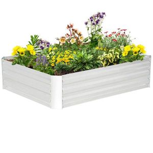 Outsunny Pat de grădină înălțat pătrat din oțel galvanizat cu protecție împotriva buruienilor 120 x 90 x 30 cm argintiu | Aosom Romania imagine