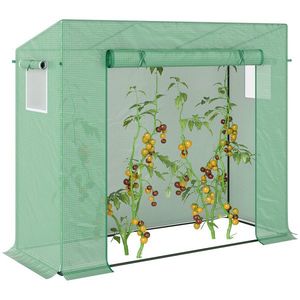 Outsunny Seră cu folie, seră cu rolltür, fereastră laterală, pentru grădină, din oțel, plastic, 200 x 76 x 168 cm, Verde | Aosom Romania imagine