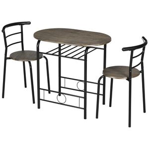 HOMCOM Set bistrou 3 piese, 1 masă, 2 scaune, 80 cm x 53 cm x 74, 5 cm, Negru | Aosom Romania imagine