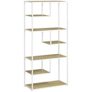 HOMCOM Bibliotecă raft de depozitare cu 7 niveluri cadru din oțel stil industrial 83 x 34 x 180 cm stejar | Aosom Romania imagine