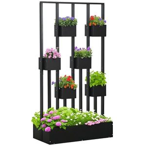 Outsunny Jardiniere inaltă cu grindă din lemn pentru plante, legume, flori sau ierburi aromatice, dim. 90L x 45L x 170H cm | Aosom Romania imagine