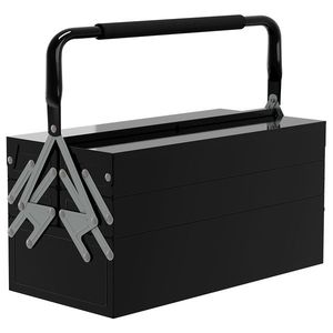 DURHAND Cutie de scule metalică - coffret de scule - cutie de scule 3 nivele 5 tăvi retractabile - oțel negru | Aosom Romania imagine