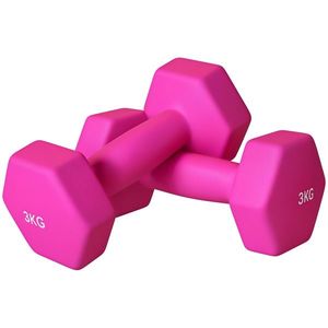 SPORTNOW Set de 2 gantere hexagonale cu mâner antiderapant pentru antrenament acasă, 2 x 3 kg, roz | Aosom Romania imagine