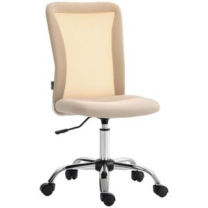 Vinsetto Scaun de birou ergonomic înălțime reglabilă picior cromat rotativ 360° îmbrăcăminte material textil bej | Aosom Romania imagine