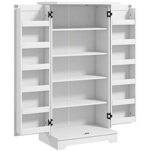 HOMCOM Bufet bucătărie dulap de bucătărie 5 niveluri cu uși și rafturi reglabile 60l x 40P x 120H cm aspect lemn crem | Aosom Romania imagine