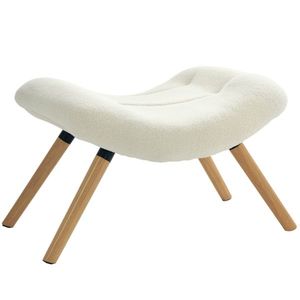 HOMCOM Fotoliu pentru picioare modern din lemn cu acoperire din polar și picioare din fag, căptușit, pentru living, dormitor, vestibul, cremă albă | Aosom Romania imagine