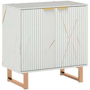 HOMCOM Bufet pentru living, mobilier de depozitare stil modern cu dulap cu 2 uși canelate, poliță reglabilă, picioare din metal, alb | Aosom Romania imagine
