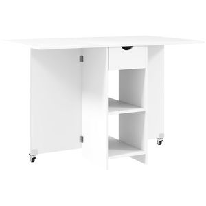 HOMCOM Masă pliantă pentru 2–4 persoane, masă de bucătărie rabatabilă cu depozitare, masă extensibilă pe roți, alb | Aosom Romania imagine