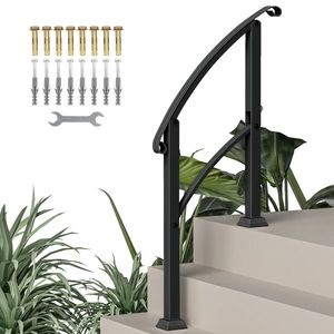 Outsunny Balustrada pentru scara 1 la 3 trepte balustrada pentru scara reglabila 0-45° cu kit de instalare 71 x 8 x 148 cm negru | Aosom Romania imagine