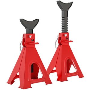 HOMCOM Set de 2 cricuri auto, cricuri de ridicare capacitate 6 tone, înălțime reglabilă 375-592 mm, boltă de siguranță roșu | Aosom Romania imagine