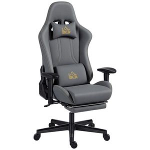 HOMCOM Scaun gaming ergonomic, fotoliu gamer cu cotiere 3D, spătar înclinabil, înălțime reglabilă, 72x76x132cm, gri | Aosom Romania imagine