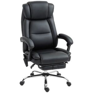 HOMCOM Fotoliu de birou cu masaj și încălzire scaun de birou cu înălțime reglabilă spătar înclinabil 67x72x111-119cm negru | Aosom Romania imagine