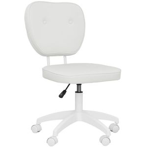 Vinsetto Scaun de birou fără brațe, fauteuil de birou, înălțime reglabilă, rotativ 360°, 46 x 59 x 82-92 cm, alb | Aosom Romania imagine