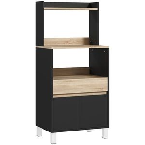 HOMCOM Mobilier pentru cuptor cu microunde, bufet de bucătărie cu dulap sertar raft superior, 60 x 40 x 131 cm stejar și negru | Aosom Romania imagine